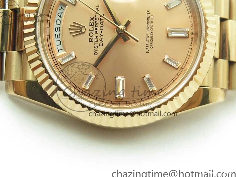 Good Copy Rolex Watches RG Popular RG Bracelet T on New 228239 BP Dial 2834 Markers Version 40mm RG Day-Date President Dial 904 A Crystal 0111